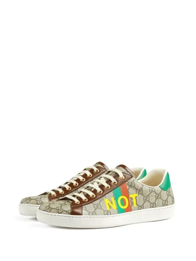 Shop Gucci Fake/not Print Ace Sneakers In Neutrals