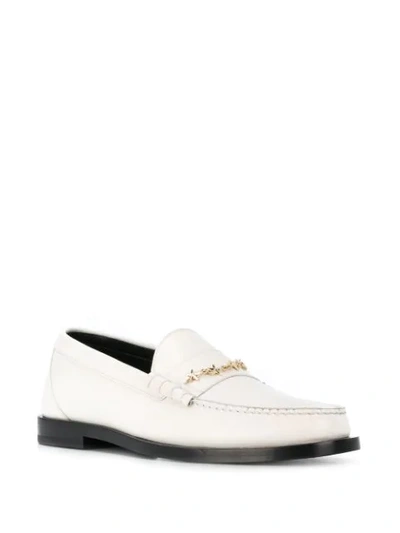 Shop Jimmy Choo Mocca Star Chain Loafers In White