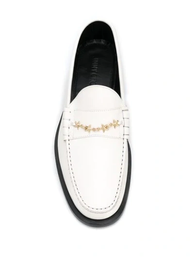 Shop Jimmy Choo Mocca Star Chain Loafers In White