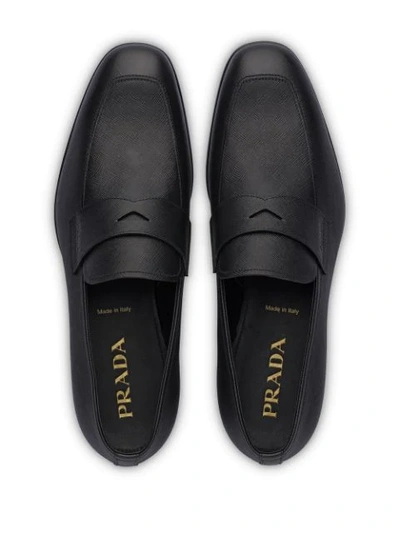 Shop Prada Cut-out Logo Loafers In Black
