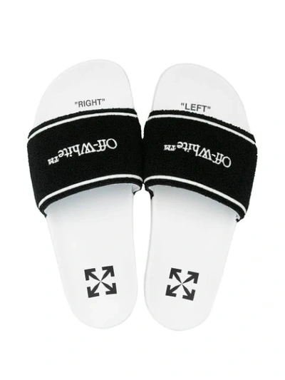 Shop Off-white Logo Embroidered Slides In White