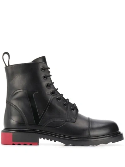 Shop Valentino Vlogo Boots In Black
