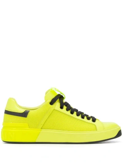 Shop Balmain B-court Low-top Sneakers In Yellow