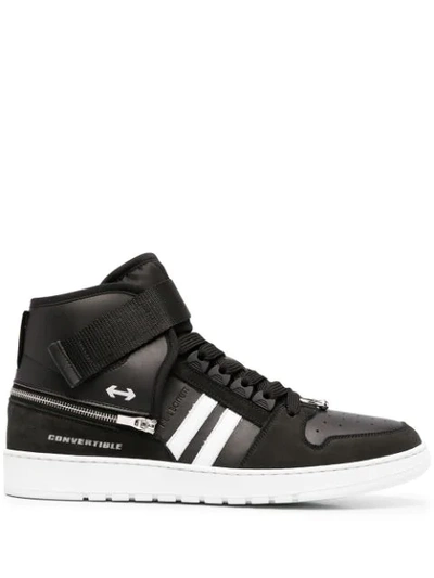 Shop Neil Barrett Side-stripe High-top Sneakers In Black