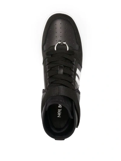 Shop Neil Barrett Side-stripe High-top Sneakers In Black
