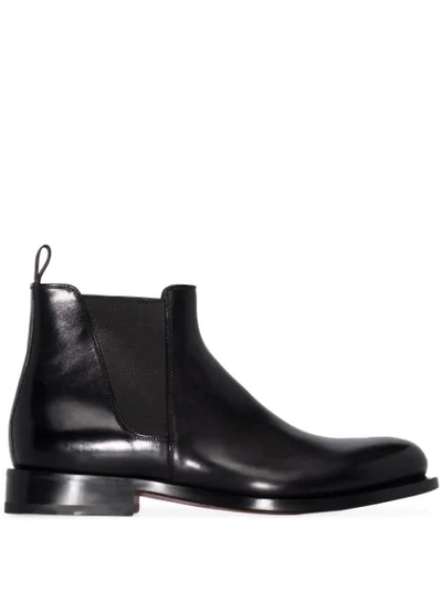 Shop Santoni Leather Chelsea Boots In Black