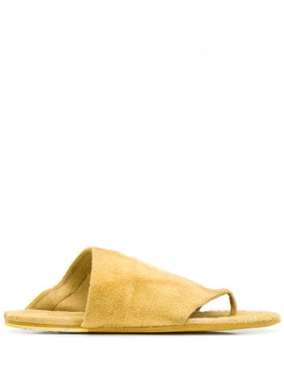 Shop Marsèll Distressed Leather Sandals In Yellow