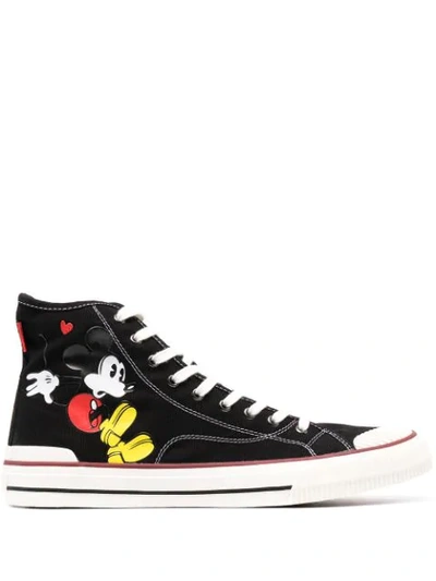 Shop Moa Master Of Arts Mickey Mouse Print Hi-top Sneakers In Black