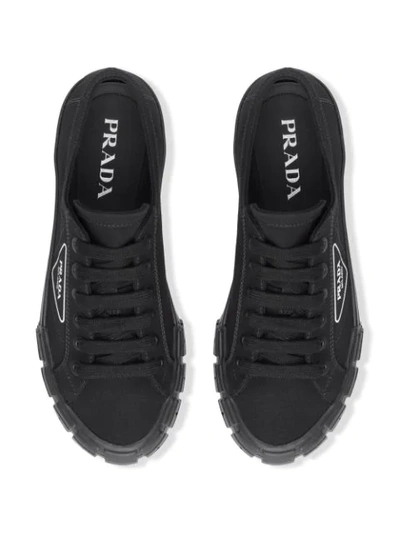 Shop Prada Gabardine Wheel Low-top Sneakers In Black