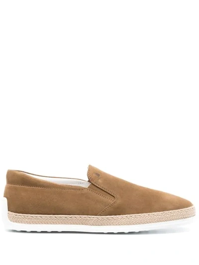 Shop Tod's Slip-on Sneakers In Brown