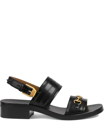 Shop Gucci Horsebit Detail Sandals In Black