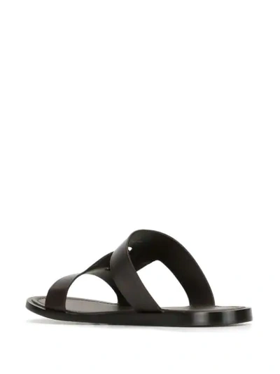 Shop Tod's Flat Leather Sandals In Brown