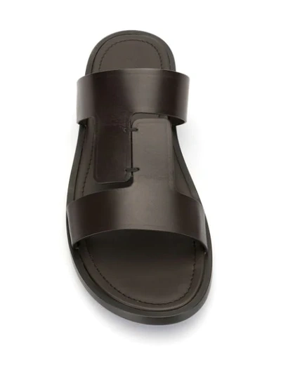 Shop Tod's Flat Leather Sandals In Brown