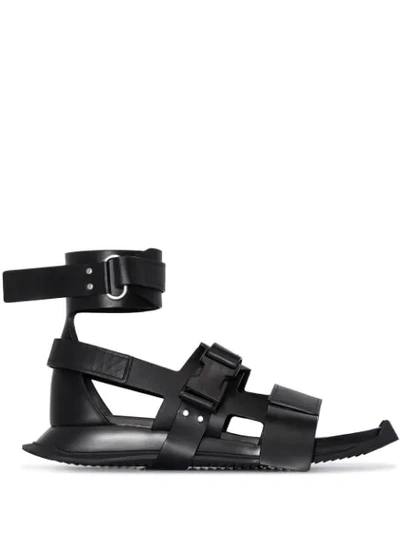 Shop Rick Owens Leather Gladiator Sandals In Black