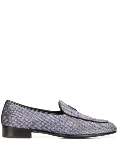 Shop Giuseppe Zanotti G-flash Glittery Slip-on Loafers In Blue
