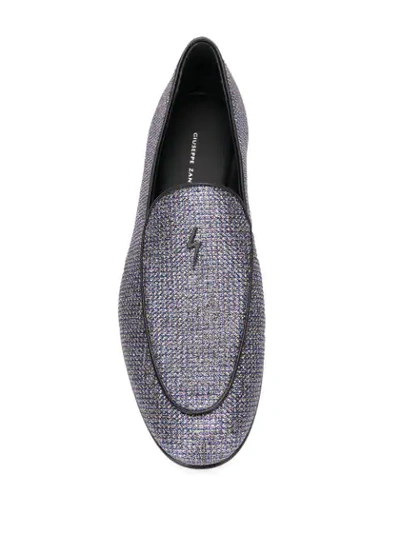 Shop Giuseppe Zanotti G-flash Glittery Slip-on Loafers In Blue