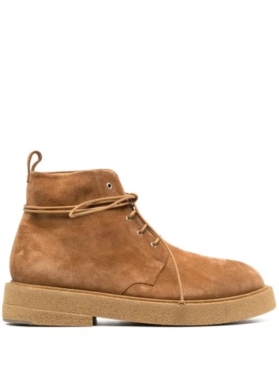 Shop Marsèll Suede Leather Ankle Boots In Brown
