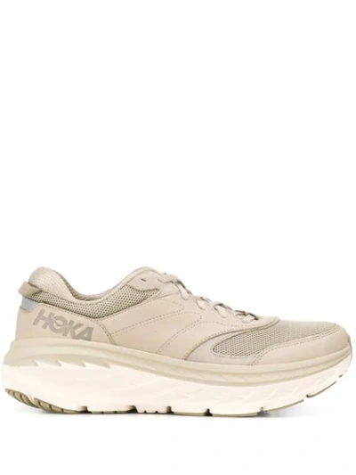 Shop Hoka One One Chunky Heel Lace Up Trainers In Neutrals