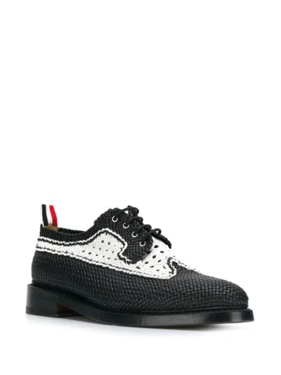 Shop Thom Browne Spectator Woven Brogues In Black