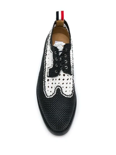 Shop Thom Browne Spectator Woven Brogues In Black