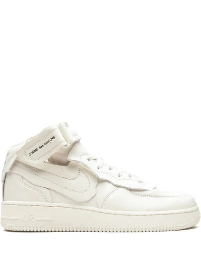 Nike X Comme Des Garçons Air Force 1 Mid Sneakers In White | ModeSens