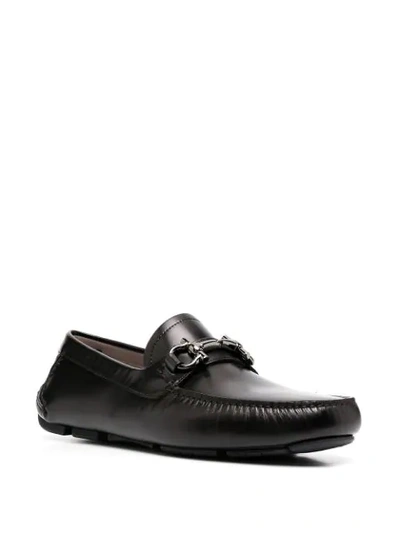 Ferragamo Gancini Buckle Driving Loafers In Black