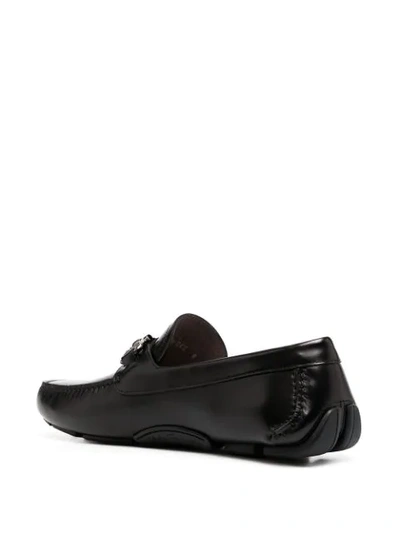 Ferragamo Gancini Buckle Driving Loafers In Black