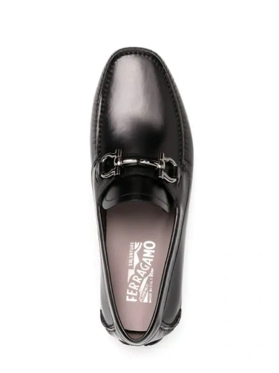 Ferragamo Gancini Buckle Driving Loafers In Black