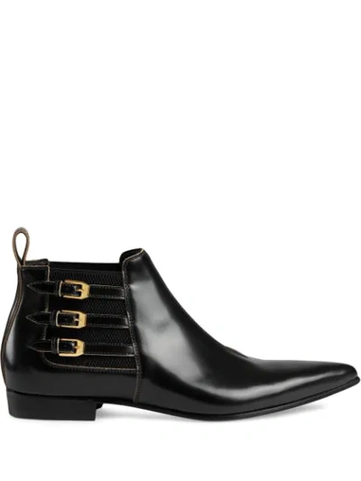 Shop Gucci Pointed Ankle Boots In Black