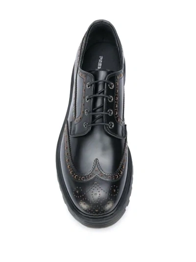Shop Premiata Brogue Detail Derby Shoes In Black