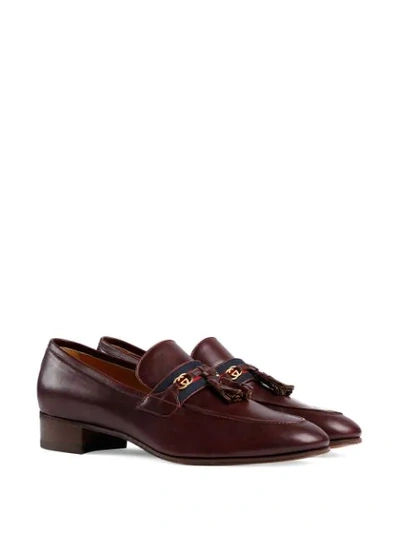 Shop Gucci Web Detail Loafers In Brown