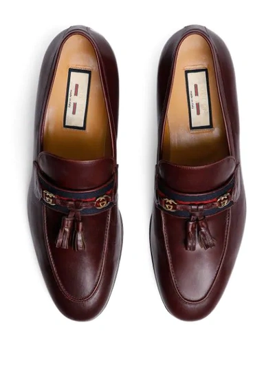 Shop Gucci Web Detail Loafers In Brown