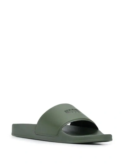 Shop Msgm Embossed Logo Pool Slides In Green