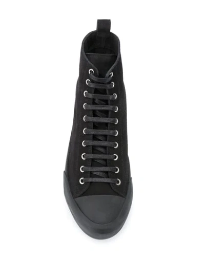 Shop Jil Sander Flatform Sole High-top Sneakers In Black