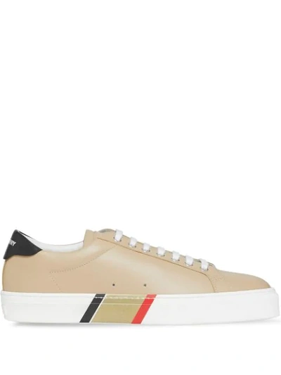 Shop Burberry Bio-based Leather Sneakers In Neutrals