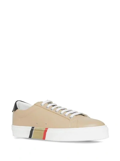 Shop Burberry Bio-based Leather Sneakers In Neutrals