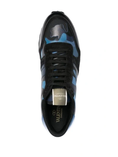 Shop Valentino Camouflage Print Sneakers In Blue