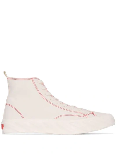 Shop Age Contrast Stitch Hi-top Sneakers In White