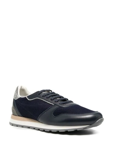 Shop Brunello Cucinelli Low-top Leather Sneakers In Blue