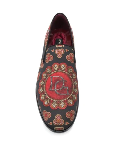 Shop Dolce & Gabbana Printed Slippers In Black