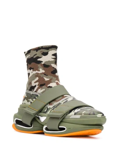 Shop Balmain B-bold Camouflage Sneakers In Green