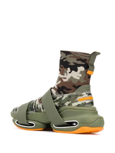 Shop Balmain B-bold Camouflage Sneakers In Green