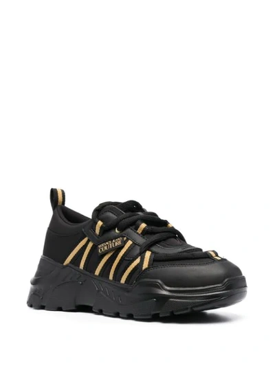 Shop Versace Jeans Couture Ribbon Trim Low-top Sneakers In Black