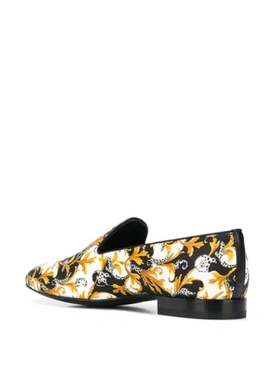 Shop Versace Baroque-print Silk Slippers In White