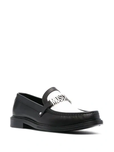 Shop Moschino Logo-plaque Leather Loafers In Black