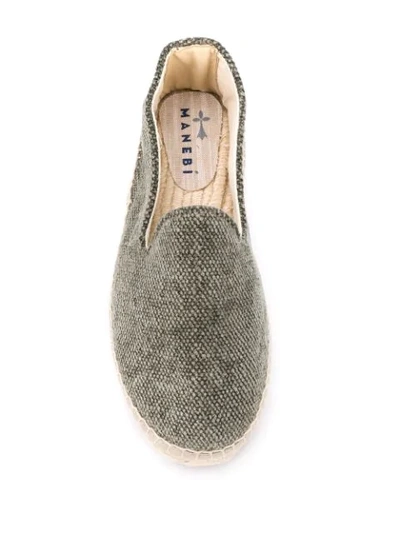 Shop Manebi Embroidered Logo Espadrilles In Green