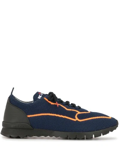 Shop Kiton Seam Detail Lace-up Trainers In Blue