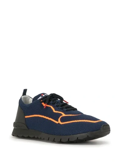 Shop Kiton Seam Detail Lace-up Trainers In Blue