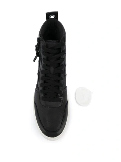 Shop Diesel Panelled Effect Sneakers In Black