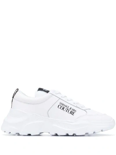 Shop Versace Jeans Couture Side Logo Print Sneakers In White